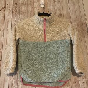 Liv Outdoor size small 7/8 Cozy Two-Tone Sherpa Pullover mint cream pink zip